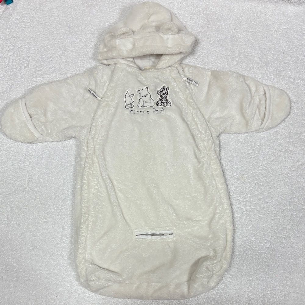 Classic Pooh unisex gender neutral white bunting snowsuit 3m